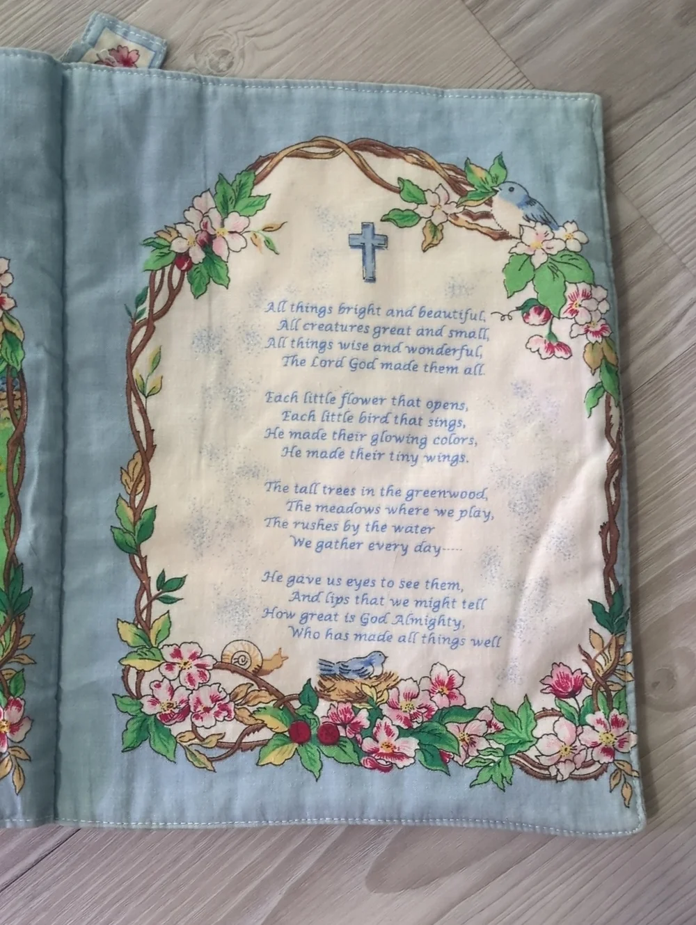 Vintage Soft Fabric Children's Prayer Book Cloth Quiet Book Baby Nursery Christi